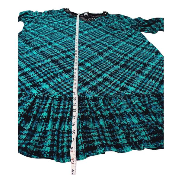 CATHERINES Dress Plus 3X Teal Green Blue Black Career Dressy Office Travel Event - Picture 8 of 10